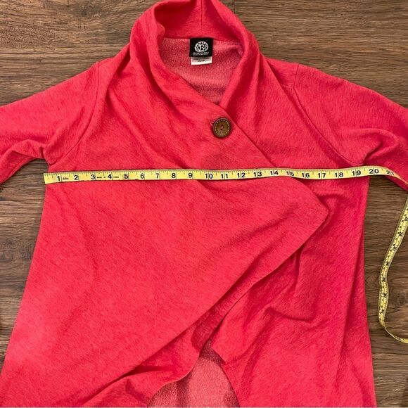 Nordstrom Bobeau One Button Fleece Wrap Draped Cardigan Rose Coral Red Size XS - Picture 10 of 12